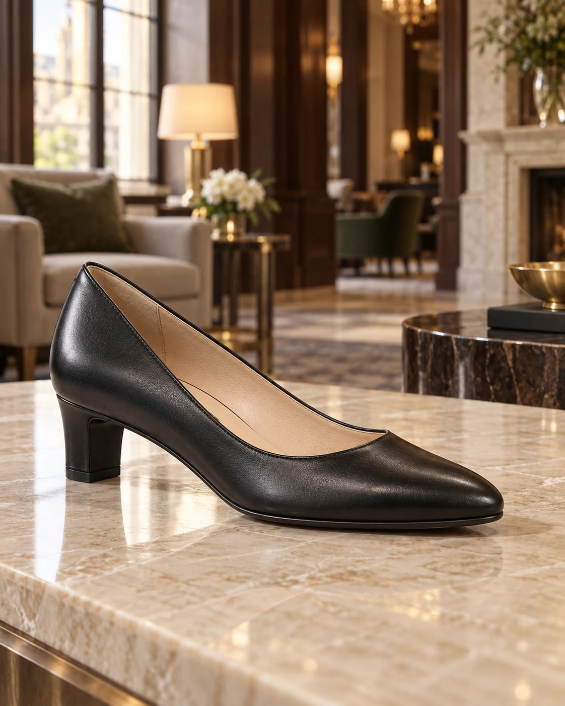 Elegant women's block heel pump